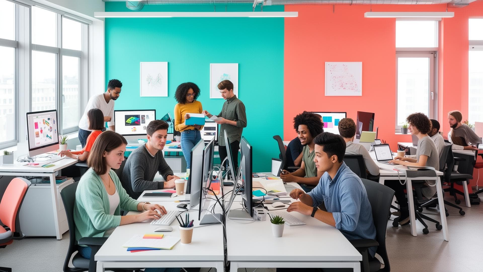 Loom Agency team working creatively in a modern office